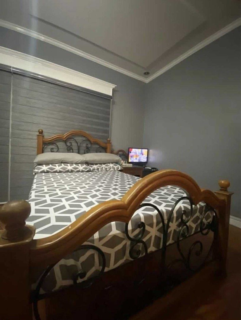BED FRAME, 2 SIDE TABLE and MATTRESS (Category: Bed Frames & Mattresses) located in Pasig City. Submitted by maru000508 (Listing ID 1390304732, Image 3). Description: FS: Bed Frame with 2 bedside table and mattress Size: semi Double 48x75 RFS: Renovating/decluterring.