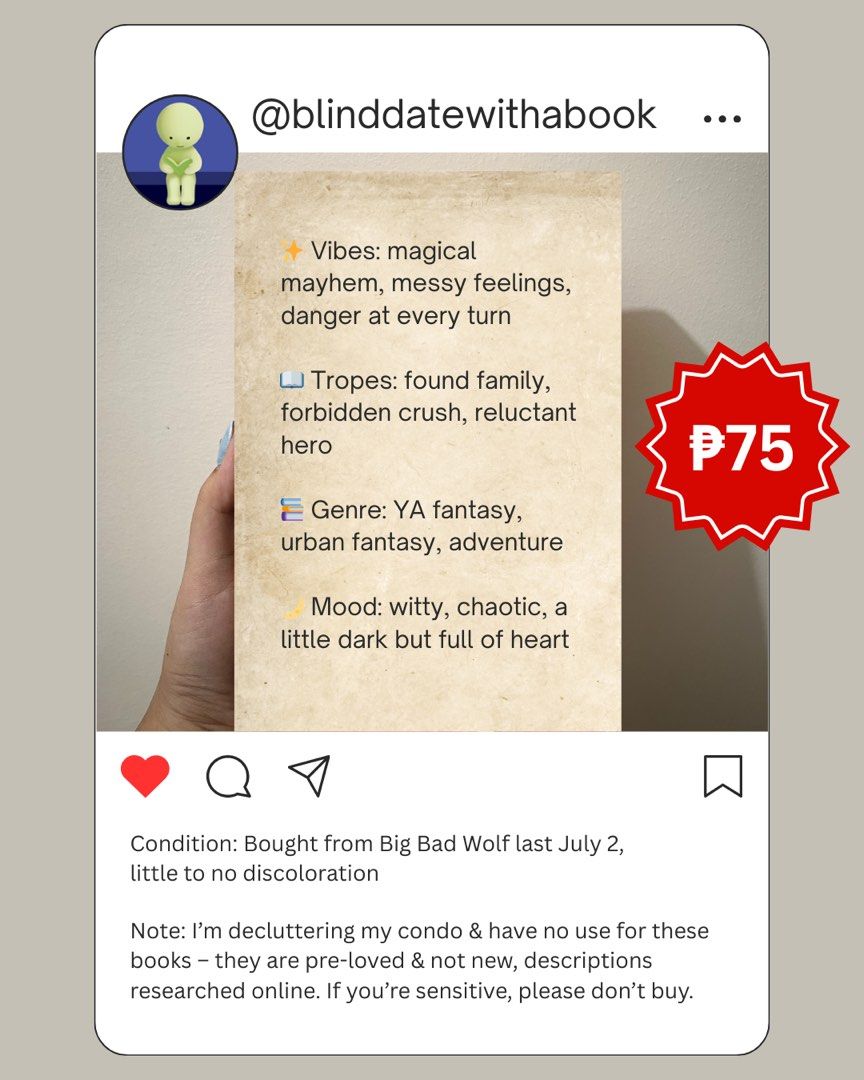 blind date with a book (preloved books) (Category: Storybooks) located in Pavia. Submitted by declutterwithyna (Listing ID 1390405877, Image 2). Description: PLEASE READ BEFORE MAKING AN OFFER hi, i’m kai! just decluttering my condo. most stuff here is used unless i say otherwise. pls lower expectations since there might be flaws i didn’t notice (they’ve just been sitting around in my condo). selling them here to give them a new home :) prices r 