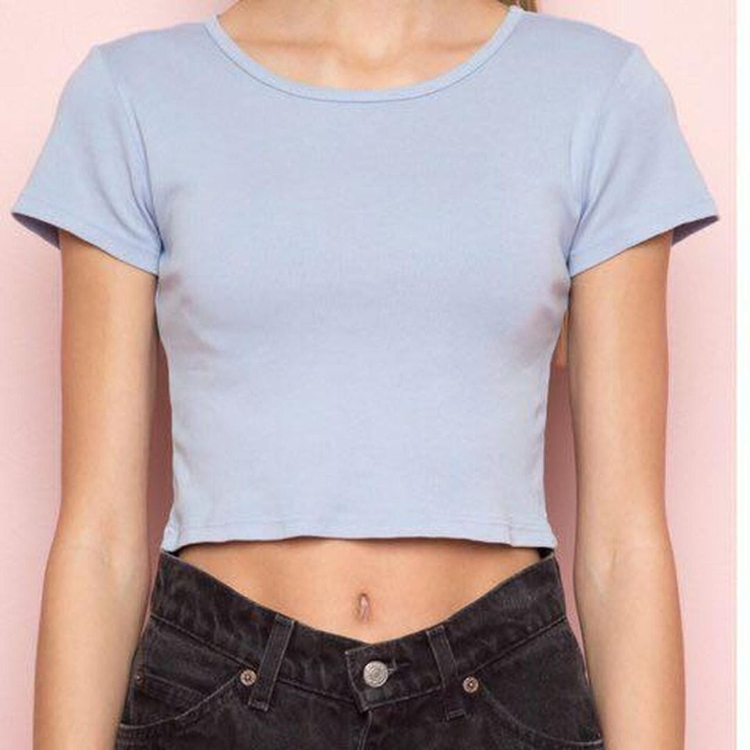 T-shirt Crop Top Brandy Melville John Galt - Imprimé Floral Blanc/coquelicot - Taille XS/S - Occasion Très Bon état