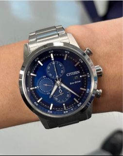 Citizen Eco-Drive 藍色錶盤計時腕錶64214781844610110