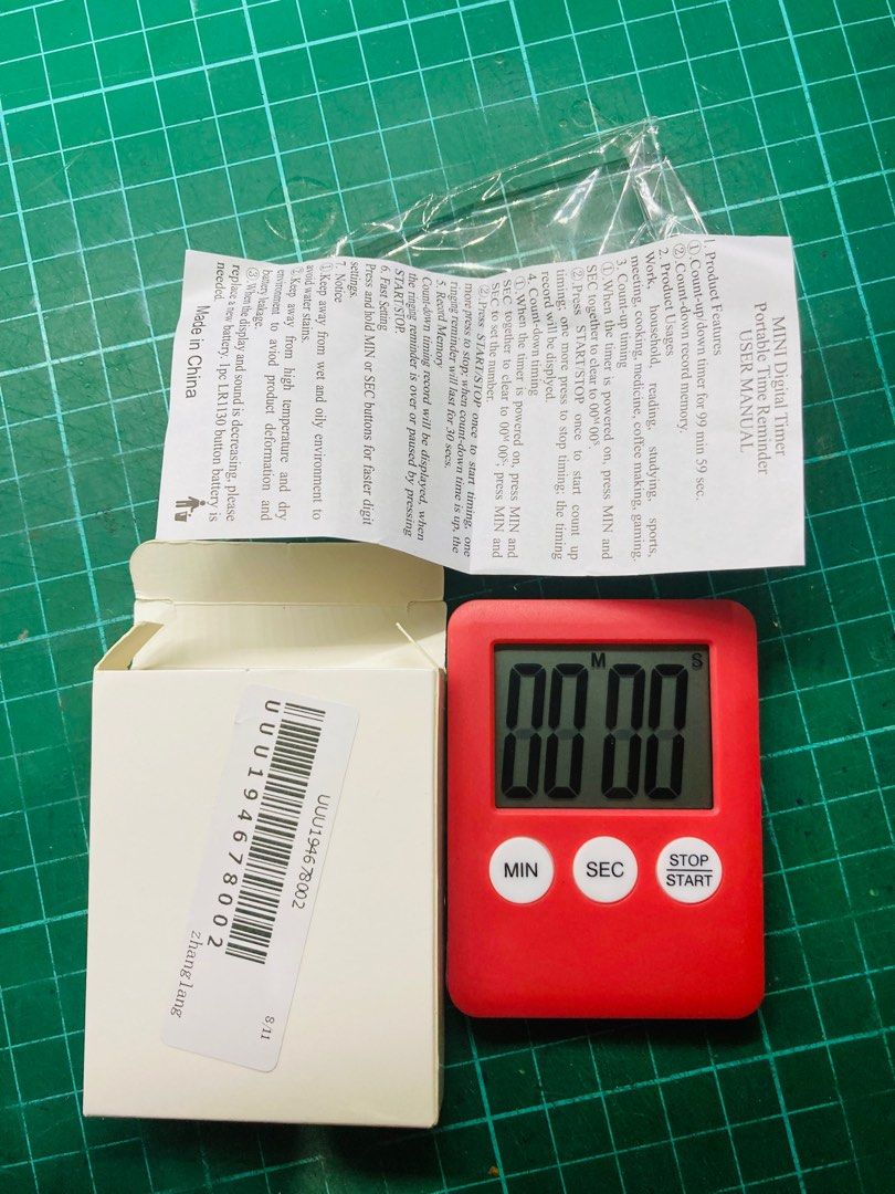 Digital Kitchen Timer Clock (Category: Other Home Appliances) located in Singapore. Submitted by megan07sg (Listing ID 1390257274, Image 3). Description: Brand new and unused, comes in original packaging with English instructions and battery. 7 days warranty provided. Reason for selling is the in laws bought extra during online flash sale, kept two for own usage and selling this red one. Self collect at listed location or choose from various post