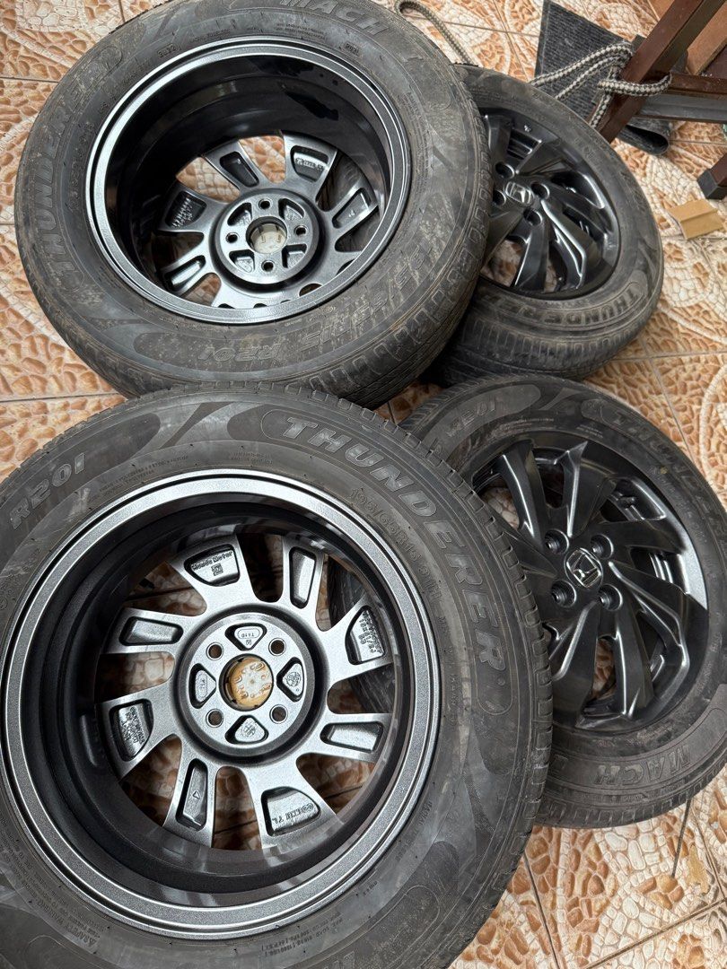 Honda Mobilio RS ( Mags only) (Category: Mags and Tires) located in Antipolo. Submitted by darkmantrax (Listing ID 1390333701, Image 2). Description: FOR Sale: Honda Mobilio RS Mags (New Powder Coated) . Pwede na sa ibang car palitan lang center cap Mags Size : 15S Tire: Thunderer 195/65/R15 (SOLD) DOT Manuf: (2822) Meetup or delivery nearby city (Slight negotiable).