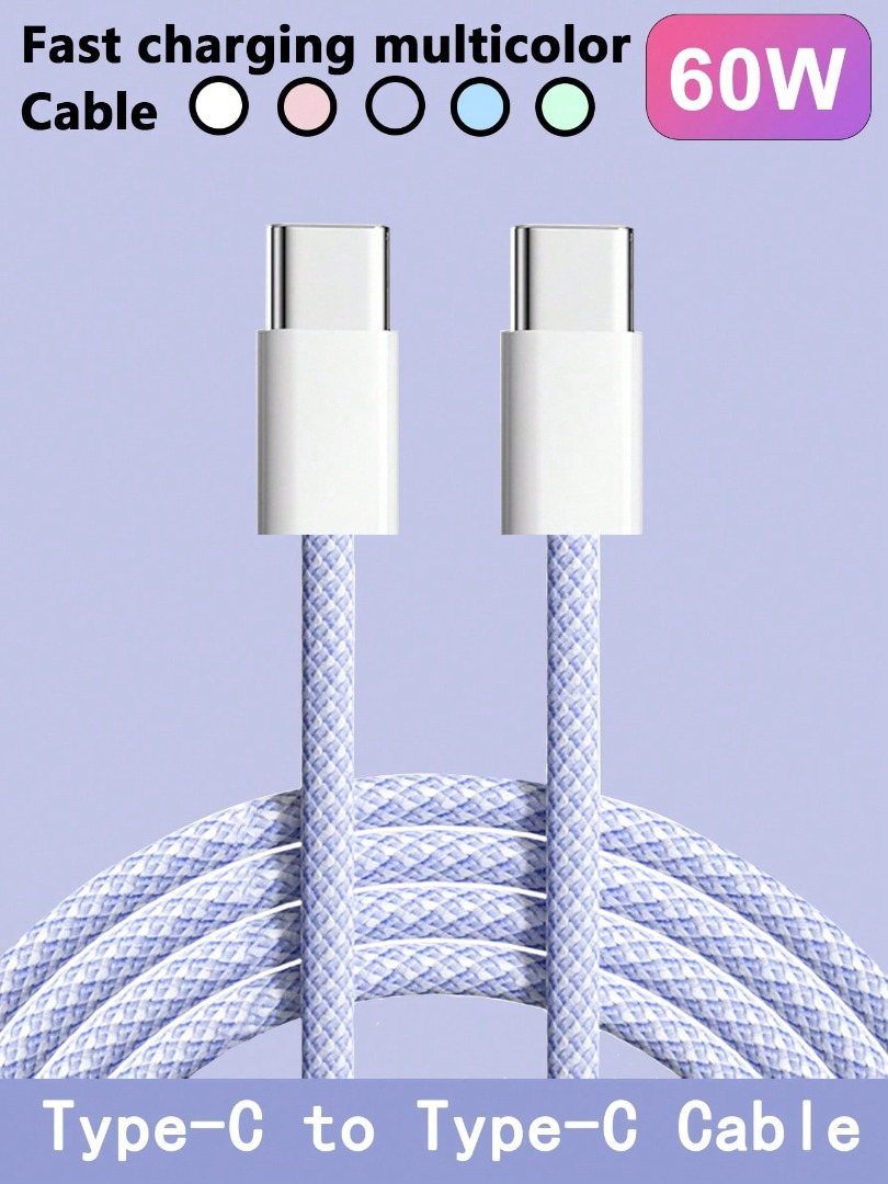 INSTOCK -60W Type C To Type C Multi-Color Fast Charger Cable, Mobile ...