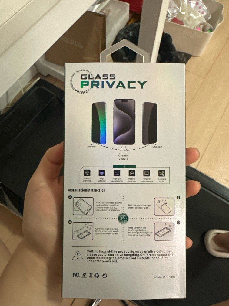 iPhone 12 Screen Protector ( Glass Privacy ) (Category: Other Mobile & Gadget Accessories) located in Quezon City. Submitted by mailsbyme (Listing ID 1390311017, Image 2). Description: BNEW 📦: Lalamove / J&T ( sf shouldered by buyer ) 🧾: gcash.