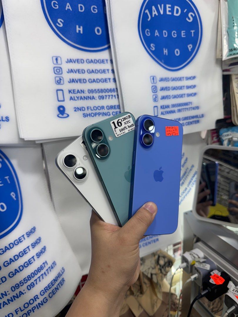 Iphone 16 128gb 100% batt FU NTC No issue (Category: iPhone 16 Series) located in San Juan City. Submitted by javedsgadgetshop (Listing ID 1390235726, Image 2). Description: INSTALLMENT OPTIONS : SPAY LATER / GGIVES / CREDIT CARD! WE BUY AND SELL SO PWEDE MAGBINTA OR SWAP ! Quick Specs : 💵 Iphone 16 •128gb •NTC Variant •100% batt health •Factory Unlock •95% Smoothness •No hidden issue | No Repaired •100% Authentic | Not Refurbished •w/ OEM Charg