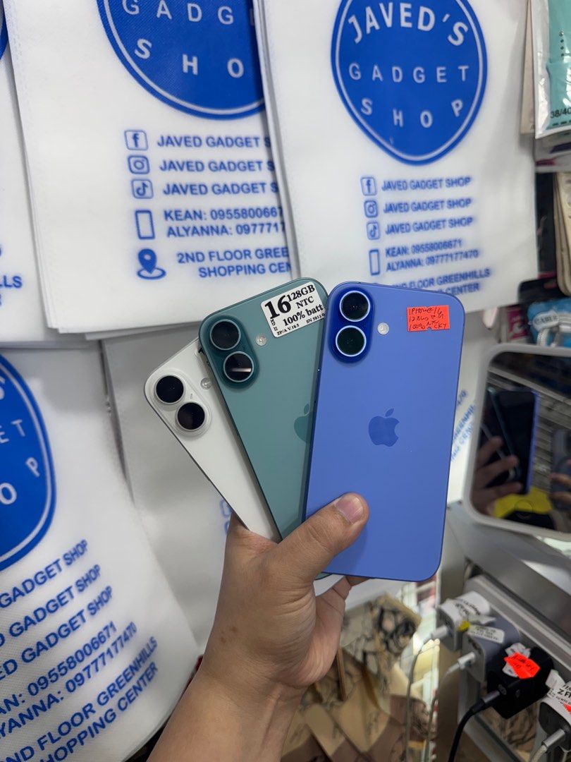 Iphone 16 128gb 100% batt FU NTC No issue (Category: iPhone 16 Series) located in San Juan City. Submitted by javedsgadgetshop (Listing ID 1390235726, Image 1). Description: INSTALLMENT OPTIONS : SPAY LATER / GGIVES / CREDIT CARD! WE BUY AND SELL SO PWEDE MAGBINTA OR SWAP ! Quick Specs : 💵 Iphone 16 •128gb •NTC Variant •100% batt health •Factory Unlock •95% Smoothness •No hidden issue | No Repaired •100% Authentic | Not Refurbished •w/ OEM Charg