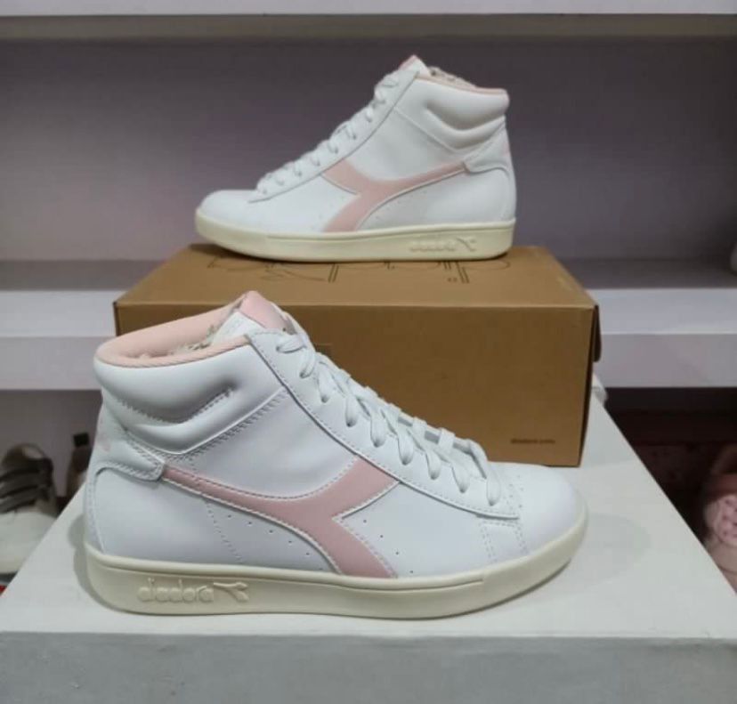 Harga Net Like new Diadora Torneo high white sweet pink sneakers wanita  original
