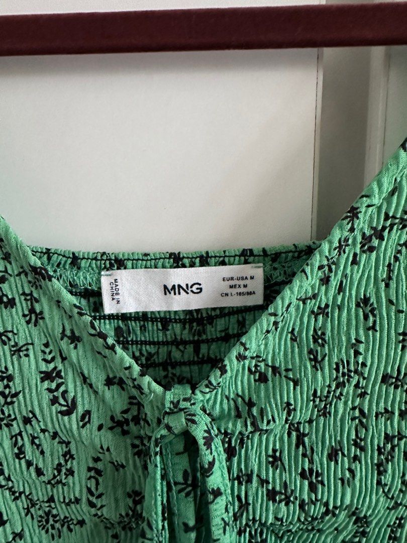 Mango green ruched blouse (Category: Longsleeves) located in Paranaque City. Submitted by planetandy (Listing ID 1390266677, Image 3). Description: Only used 2x! Good as new Rfs: decluttering.