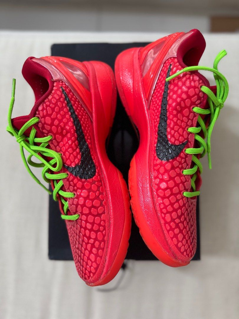 NIKE KOBE 6 PROTRO REVERSE GRINCH 8US AUTHENTIC (Category: Sneakers) located in Muntinlupa City. Submitted by king_declutter (Listing ID 1390253142, Image 3). Description: FOR SALE: Authentic Kobe 6 Reverse Grinch Size: 8US Condition: Lightly used but w slight glue issues ( see 9th and 10th pics) Price: 11k fixed or trade to other Kobe's Size 9us RFS: Outgrown by my son 100% authentic.