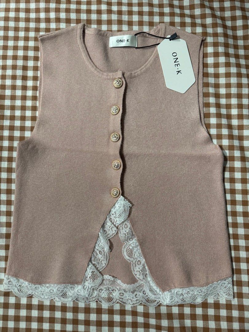 One K knitted sleeveless with lace (Category: Sleeveless) located in Manila. Submitted by discel (Listing ID 1390389020, Image 1). Description: Brand New From Bangkok.