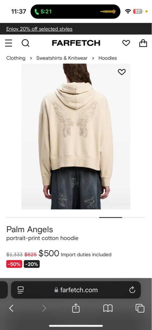 Palm Angels Portrait-Print Cotton Hoodie - Size M, Men's Palm Angels Portrait-Print Cotton Hoodie - Size M, Men's