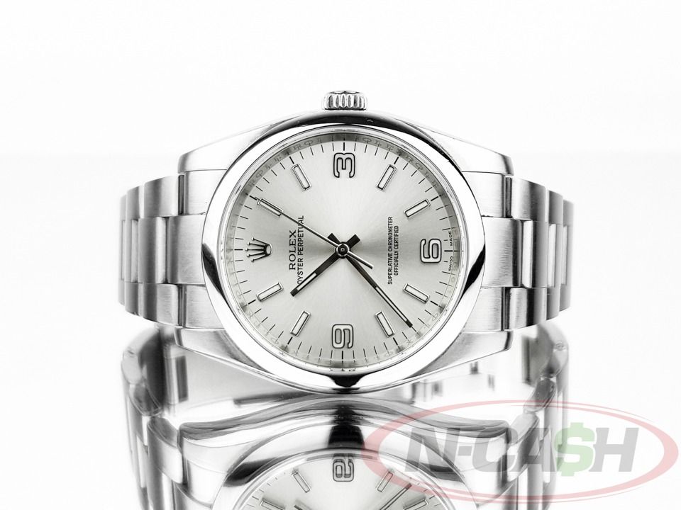 Rolex Oyster Perpetual 36 (Category: Luxury Watches) located in Quezon City. Submitted by luxury_by_n-cash (Listing ID 1390263545, Image 1). Description: N-Cash Pawnshop "Instant Cash for Bags, Watches, Cars, and Electronics" https://www.ncash-pawnshop-philippines.com/ Rolex Oyster Perpetual 36 Ref. 116000 36mm steel case Silver dial 2013 9 out of 10. Excellent condition Watch comes with international guarantee card, booklets, leather card sleeve