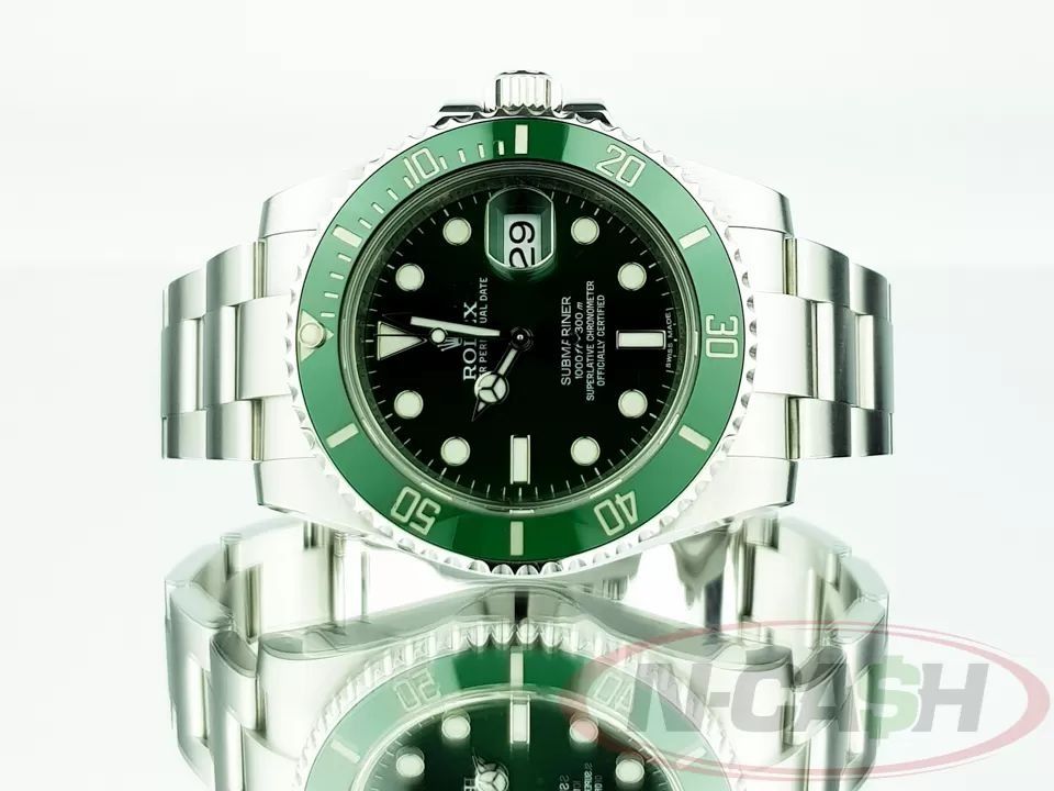 Rolex Submariner 40 Steel Ceramic Hulk (Category: Luxury Watches) located in Quezon City. Submitted by luxury_by_n-cash (Listing ID 1390277186, Image 1). Description: N-Cash Pawnshop "Instant Cash for Bags, Watches, Cars, and Electronics" https://www.ncash-pawnshop-philippines.com/ Rolex Submariner 40 Steel Ceramic Hulk Ref. No. 116610LV 40mm steel case Discontinued model Circa 2013 – 2018 Appearance is around 9.5 out of 10 Selling as watch only 