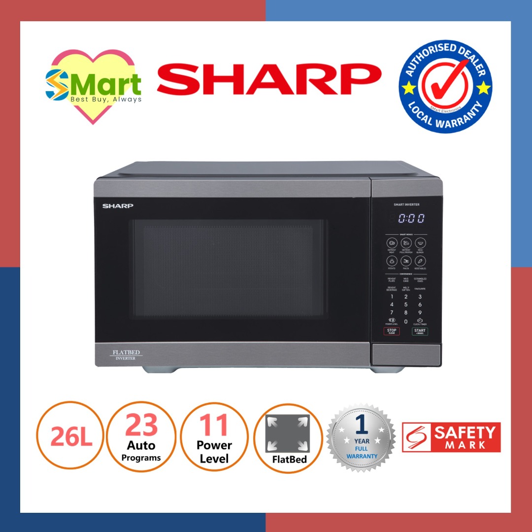 Sharp 26L SOLO Flatbed Microwave Oven R-26SIF-BS, TV & Home Appliances ...