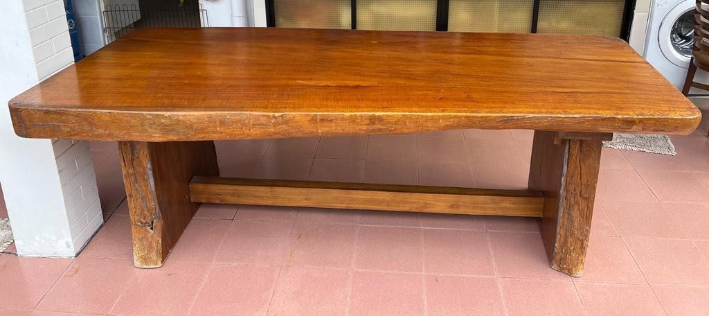 Solid Wood Dining Table (Category: Tables & Sets) located in Singapore. Submitted by chittybang (Listing ID 1390371399, Image 1). Description: Look at this beautiful solid teak wood long table. Can seat up to 16 people. Good for landed home garden table or dine alfresco under the star. Includes a long bench table and chairs. Pick up with your own transport. .