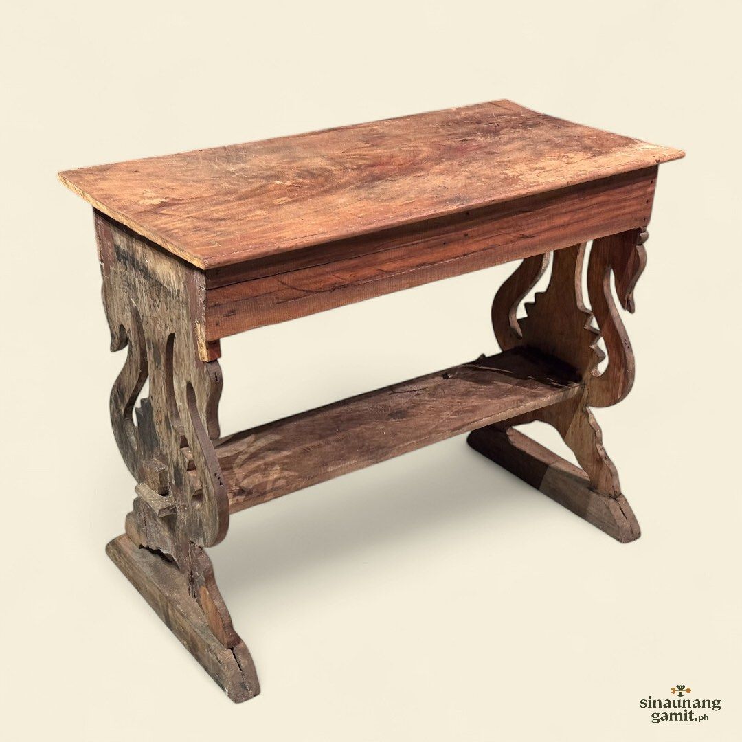 Vintage Molave Swan Pabitera Table (Category: Tables & Sets) located in Manila. Submitted by sinaunang_gamit (Listing ID 1390236517, Image 2). Description: Vintage Molave Swan Pabitera Table Length: 36 inches Height: 28 inches Width: 17.5 inches 12k.