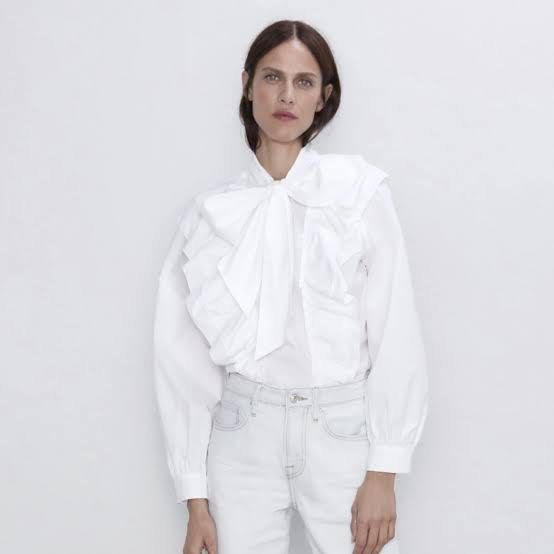 Zara cotton scarf neck top (Category: Longsleeves) located in Paranaque City. Submitted by planetandy (Listing ID 1390273550, Image 1). Description: Used 2x Rfs: decluttering.