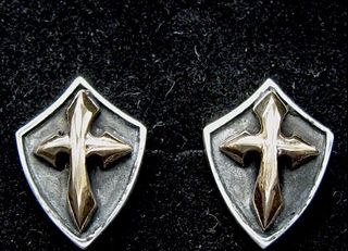 925純銀盾牌十字架耳環 silver earrings64242314986627110