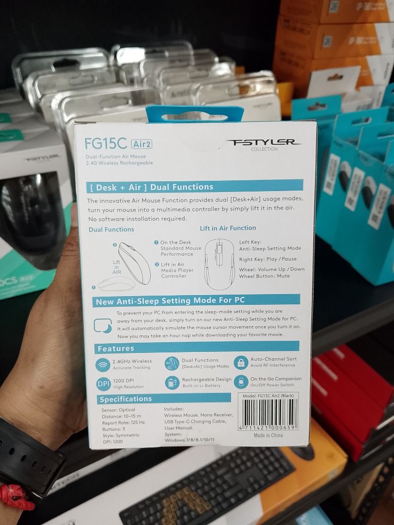 A4tech FG15C Air2 Fstyler Wireless Rechargeable Mouse Black (Category: Mouse & Mousepads) located in Pasig City. Submitted by technofuseofficial (Listing ID 1393719208, Image 2). Description: A4tech FG15C Air2 Fstyler Wireless Rechargeable Mouse Black Brand New and Original Items Store Location: 4F Unit 402, 604 Shaw Boulevard, Barangay Kapitolyo, Pasig City Same Day Delivery: - Lalamove delivery within Metro Manila - For walk-ins: Always PM firs