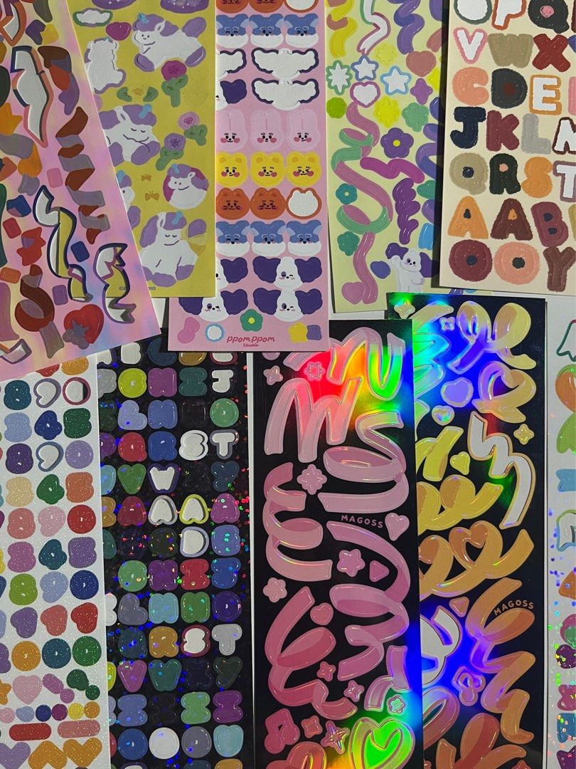 Assorted Korean Brand Confetti Stickers (10 pcs) (Category: Craft Supplies & Tools) located in Paranaque City. Submitted by svtsdk_lover (Listing ID 1393723429, Image 2). Description: strictly sold as a set! all stickers originally bought from sosorowa ph on the orange app ☆ will include lots of sticker freebies stickers range from unused to heavily used so kindly manage your expectations well ! ╹ꇴ╹ .