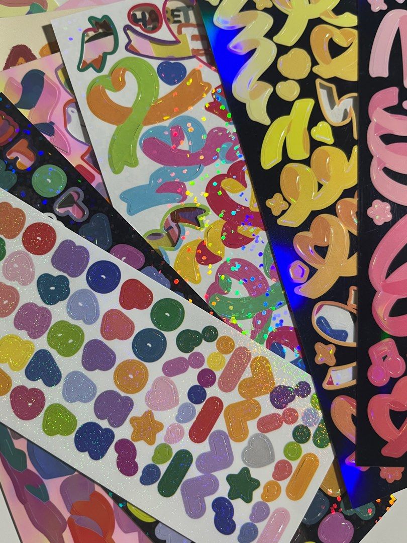 Assorted Korean Brand Confetti Stickers (10 pcs) (Category: Craft Supplies & Tools) located in Paranaque City. Submitted by svtsdk_lover (Listing ID 1393723429, Image 1). Description: strictly sold as a set! all stickers originally bought from sosorowa ph on the orange app ☆ will include lots of sticker freebies stickers range from unused to heavily used so kindly manage your expectations well ! ╹ꇴ╹ .
