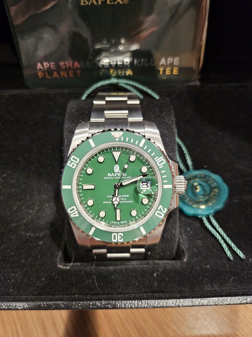 BAPE BAPEX TYPE 1 綠水鬼, 名牌, 手錶- Carousell
