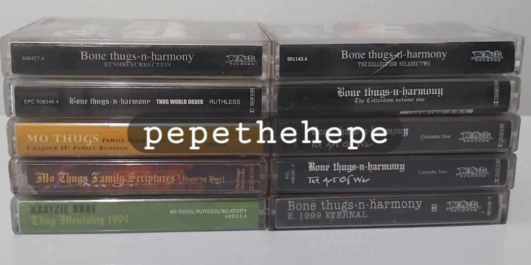 Cassette Tape: Bone Thugs Collection (Category: CDs & DVDs) located in Mandaluyong City. Submitted by pepethehepe (Listing ID 1393779218, Image 2). Description: Used. Working. Bundle only. No split. 5k fix. Meet up or delivery. LBC/Lalamove.