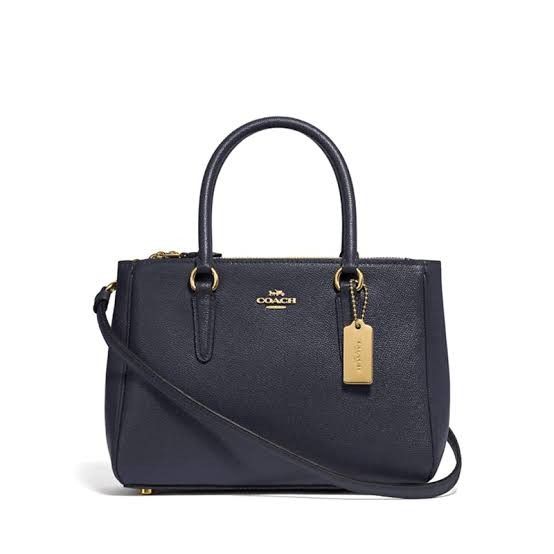Coach Mini Surrey Caryall Satchell (Category: Luxury Bags & Wallets) located in Cavite. Submitted by yogamutt (Listing ID 1393181865, Image 1). Description: 🍒 bought in Korea 🍎 Leather-grained texture in Navy Blue 🍓 10/10 condition 🥑 rfs: migrating soon.
