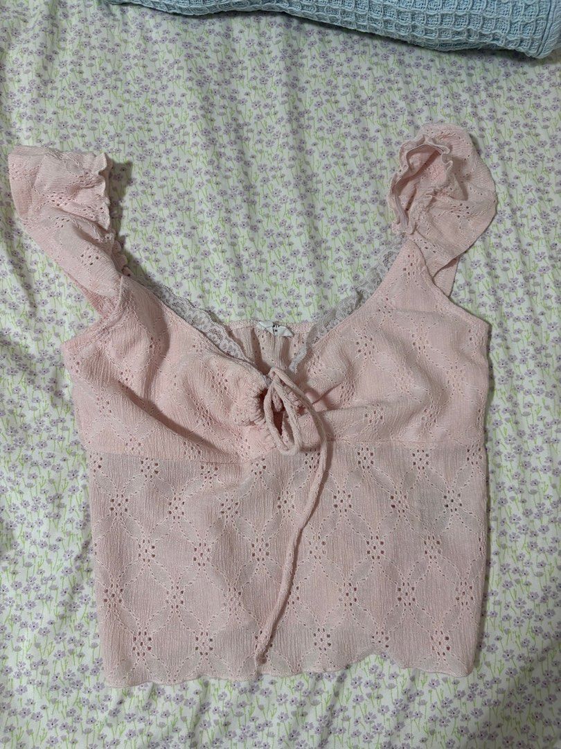 Cotton On Pink Lace Top (Category: Blouses) located in Las Pinas. Submitted by flrmz (Listing ID 1393622477, Image 1). Description: RFS: a bit loose on me Can give a discount if you’ll be buying more than 1 item..