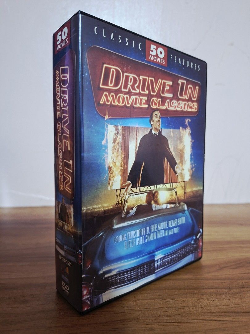 Drive In 50 Movie Classics DVD (Category: CDs & DVDs) located in Kabankalan. Submitted by Videoshop.ph (Listing ID 1393657473, Image 1). Description: - 50 Classic Movies DVD Set - Over 70 hours of viewing - 12 Discs - Features classic actors like Christopher Lee and Boris Karloff - Includes titles such as "Absolution", "Beast from Haunted Cave", and "Black Horror".