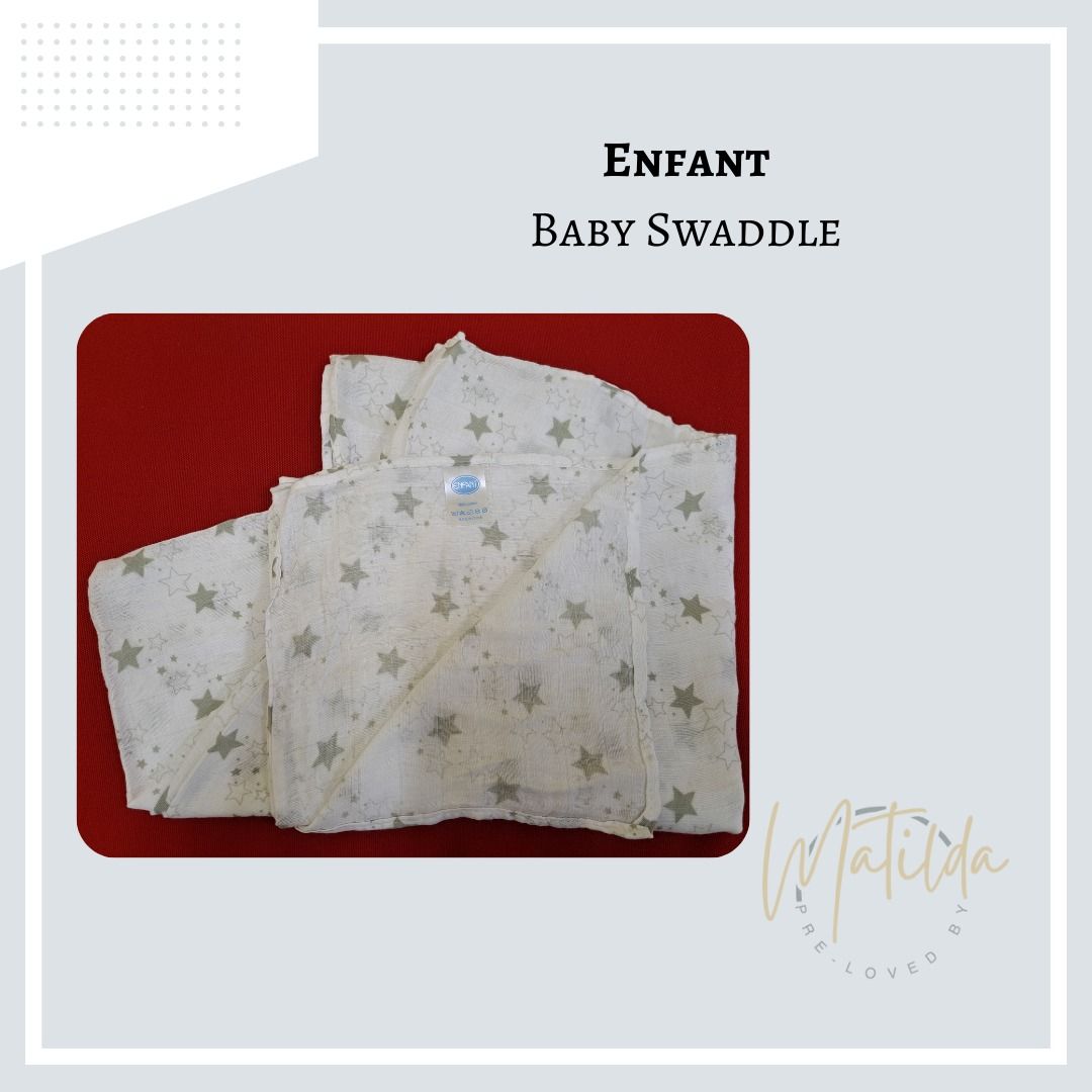 Enfant ORIGINAL Baby Swaddle (Category: Baby Toiletries & Grooming) located in Quezon City. Submitted by matilda12204 (Listing ID 1362135478, Image 1). Description: Baby Swaddle Enfant | ORIGINAL PRODUCT DETAILS - Soft and super snuggly. - Clean and almost Brand new. - 100% Cotton Fabric. C02.