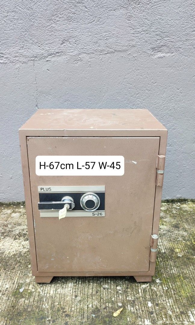 Fireproof safety Vault 2nd hand (Category: Safe) located in Valenzuela. Submitted by jmalano (Listing ID 1393801272, Image 1). Description: used safety Vault from japan in good condition with scratches. with key and security combination. H-67cm L-57cm W-45cm. pick up location Valenzuela City.