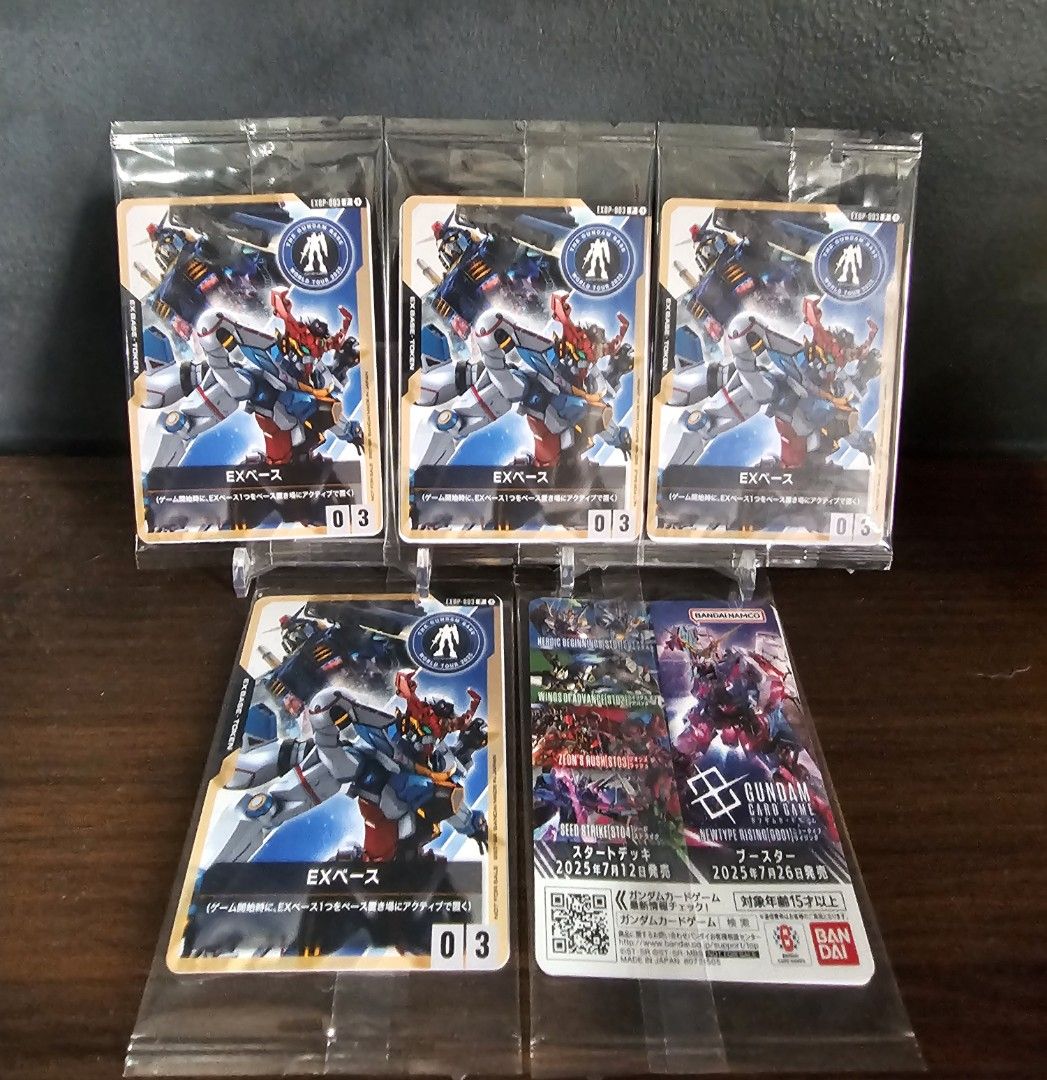 Gundam Card Game EXBP-003 EX Base Limited (THE GUNDAM BASE Collaboration 2025) (Category: Raw Singles) located in Pasig City. Submitted by cyphertoothtiger (Listing ID 1393699107, Image 1). Description: EXBP-003 EX Base Limited (THE GUNDAM BASE Collaboration 2025) Sealed and unopened P450 each MOP: GCASH, BPI Item Location/Meetup: Rosario, Pasig Shipping to be shouldered by buyer .