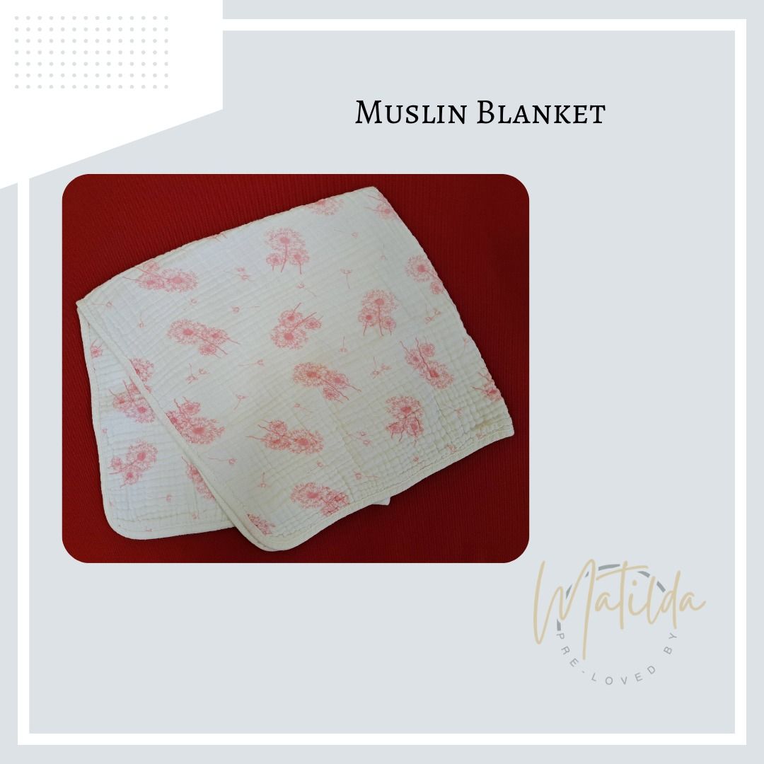 Muslin Blanket (Category: Baby Toiletries & Grooming) located in Quezon City. Submitted by matilda12204 (Listing ID 1362134949, Image 1). Description: Muslin Blanket PRODUCT DETAILS - Soft and super snuggly. - Clean and almost Brand new. - 100% Cotton Fabric. C02.