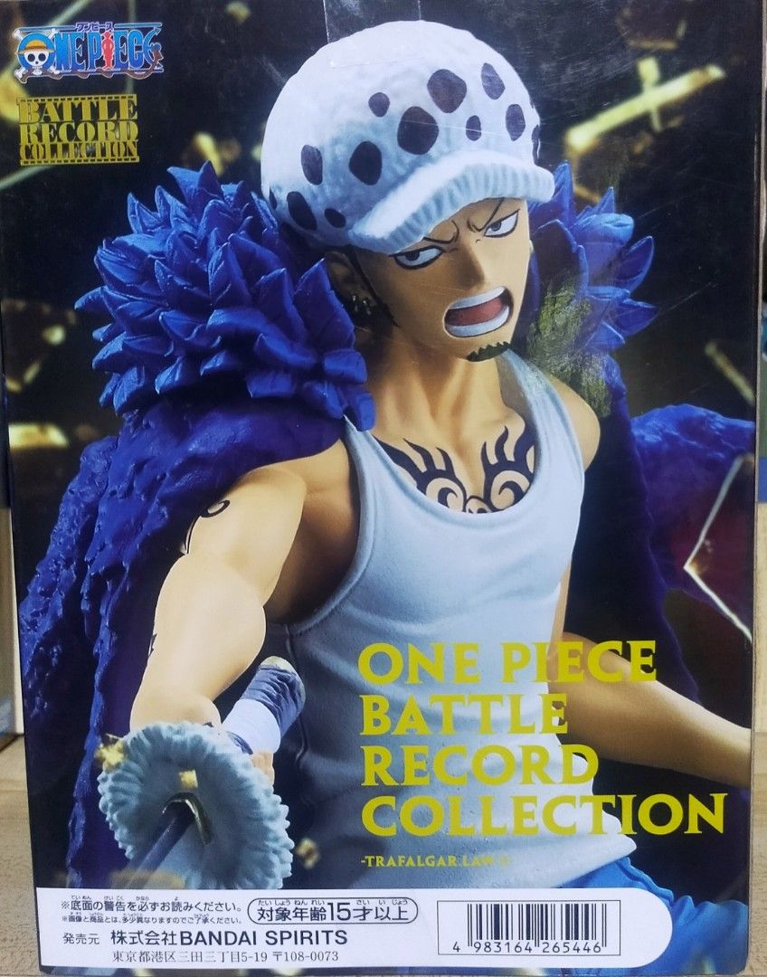 One Piece Battle Record Collection - Trafalgar Law II" figure by Bandai Spirits (Category: Figurines & Statues) located in Dipolog. Submitted by queenibee01 (Listing ID 1393770240, Image 3). Description: Original/Authentic NOT A KNOCKOFF One Piece Battle Record Collection - Trafalgar Law II" figure by Bandai Spirits This figure features Trafalgar Law from the popular One Piece anime series in a dynamic action pose. It is part of the "Battle Recor