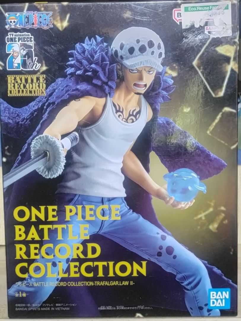 One Piece Battle Record Collection - Trafalgar Law II" figure by Bandai Spirits (Category: Figurines & Statues) located in Dipolog. Submitted by queenibee01 (Listing ID 1393770240, Image 1). Description: Original/Authentic NOT A KNOCKOFF One Piece Battle Record Collection - Trafalgar Law II" figure by Bandai Spirits This figure features Trafalgar Law from the popular One Piece anime series in a dynamic action pose. It is part of the "Battle Recor