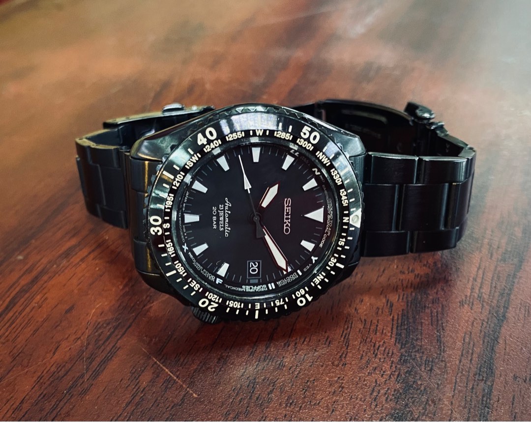 Seiko Alpinist 黑鋼登山者(限量版)腕錶, 男裝, 手錶及配件, 手錶