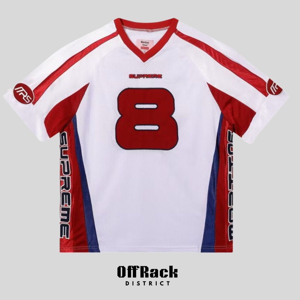 Supreme X Martine Rose Jersey (Category: Luxury Apparel) located in Las Pinas. Submitted by offrackdistrict (Listing ID 1393793508, Image 1). Description: Available S-XL Size chart already posted Pre-Order basis 6-8 days ETA Courier & Shipping 🛵Lalamove 🚚 J&T / LBC Meetup around Metro Manila only MOP 💳 Gcash/ Maya Should you have any queries, message us at Fb: OffRack District Ig: offrack.district.