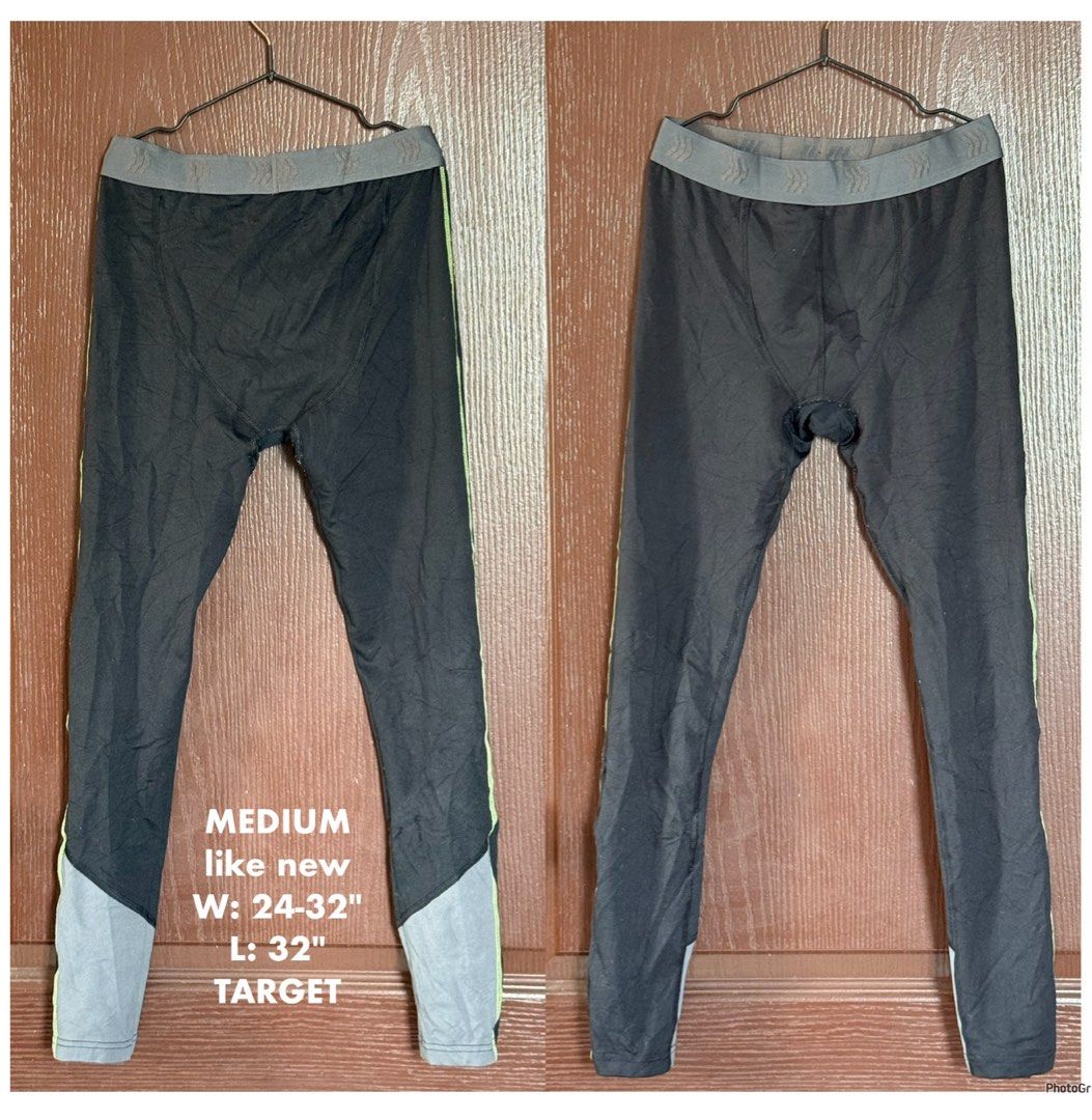 Target Compression Tights (Medium) (Category: Activewear) located in Manila. Submitted by meisu_mnl (Listing ID 1393757627, Image 1). Description: Target Compression Tights (Medium) 🏃‍♂️⚡️ 🖤 Color: Black with gray panel accents 📏 Size: Medium • Waist: 24–32” • Length: 32” ✨ Condition: Like new Features: ✔️ Stretchable & breathable fabric – ideal for workouts ✔️ Colorblock gray panels for extra style ✔️ Elastic waistband for a comfortable & sec