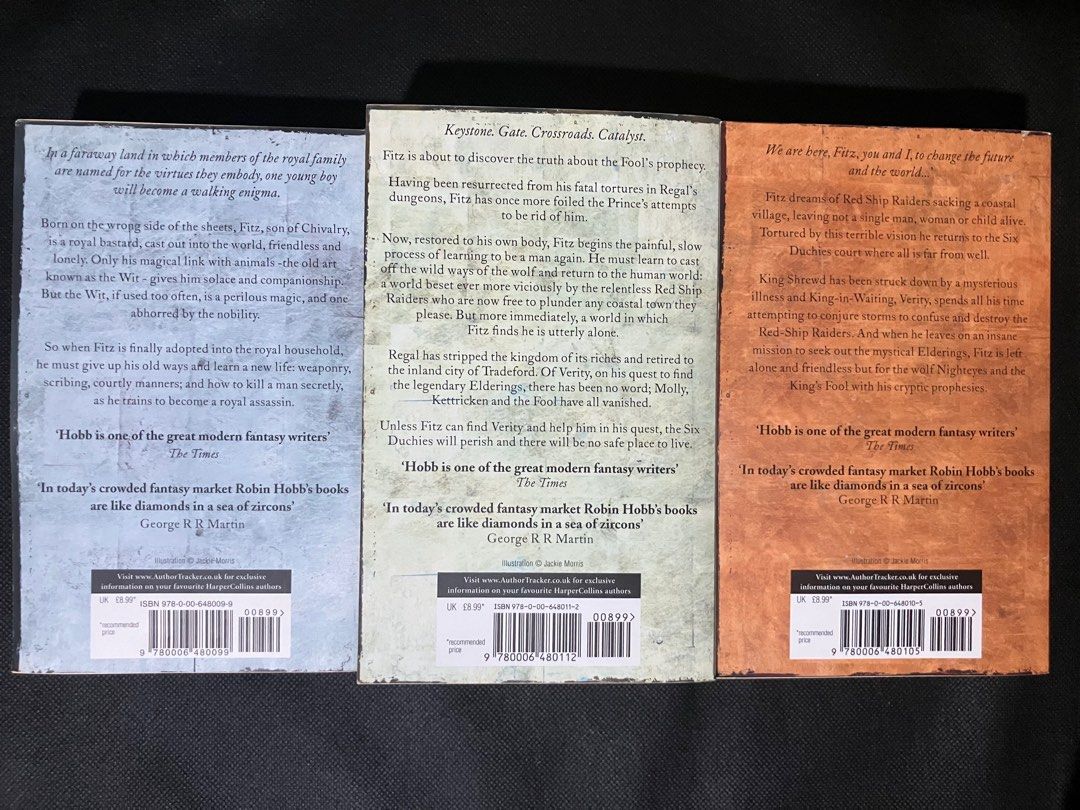 The Farseer Trilogy by Robin Hobb (Category: Storybooks) located in Quezon City. Submitted by kurosu09 (Listing ID 1393803155, Image 3). Description: Book overview Since Robin Hobb’s debut novel took the fantasy world by storm, the adventures of her beloved assassin Fitz Chivalry Farseer have spawned a sweeping epic that spans more than a dozen books—and counting. Discover the phenomenon from the beginning with this bundle of the original trilogy