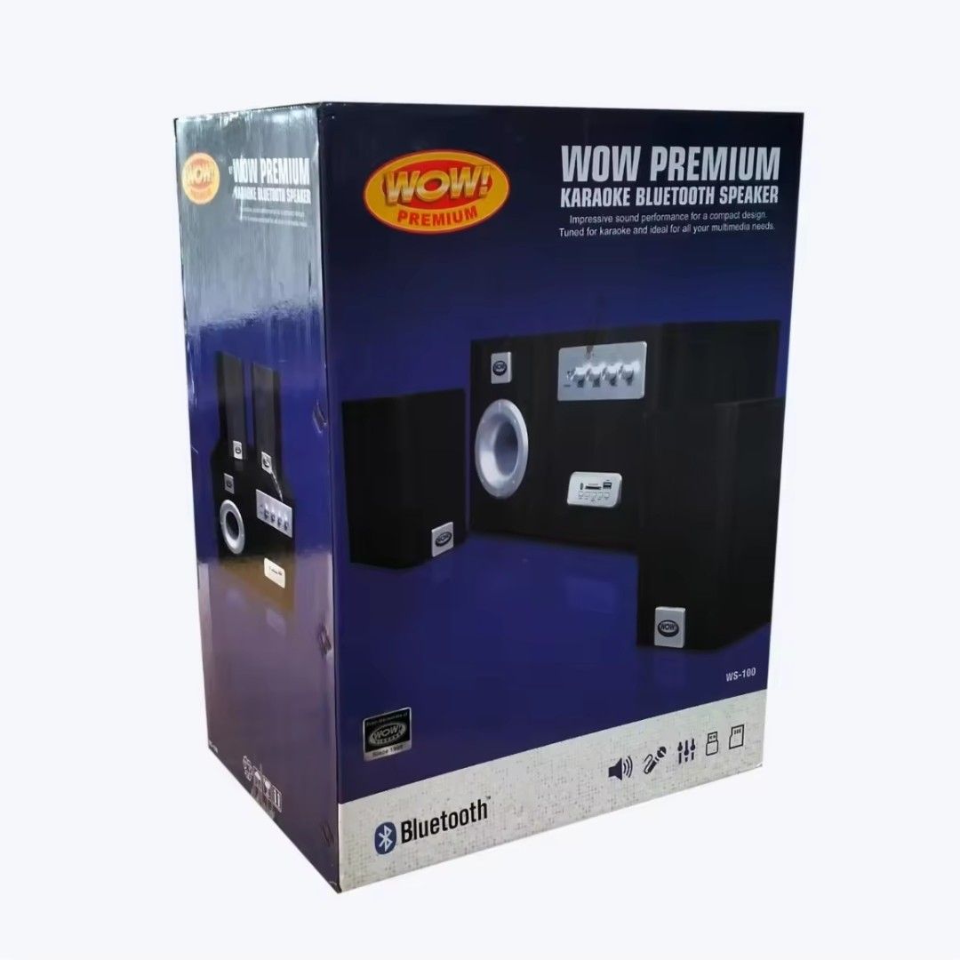WOW Premium Bluetooth Speaker w/ Usb-SD (Category: Soundbars, Speakers & Amplifiers) located in Malabon City. Submitted by jfshop_online (Listing ID 1393707798, Image 3). Description: • 2.1 Channel Speaker System • Bluetooth Connectivity • Karaoke & Gaming Ready • USB/SD Playback • Powerful 70W RMS (40W + 15Wx2) • Deep Bass: 35Hz–20KHz.