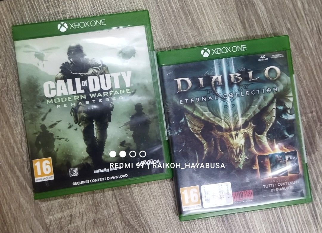 Xbox One & Xbox 360 Games (Category: Xbox) located in Dasmarinas. Submitted by nixx_hayabusa (Listing ID 1393805698, Image 2). Description: Xbox One and Xbox 360 Games Xbox One Games: Diablo III: Eternal Collection 800 Call Of Duty Modern Warfare REMASTERED 600 (SOLD) UFC 3 500 (SOLD) NBA2K20 350 (SOLD) Xbox 360 Games: Forza Motorsport 3 500 (English Language and Subtitles) Call Of Duty Modern Warfare 250 Rise Of The Argonauts 400 Smackdown Vs Ra