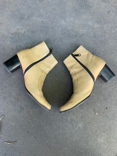 Zara Dark Green Boots, Fesyen Wanita, Sepatu di Carousell