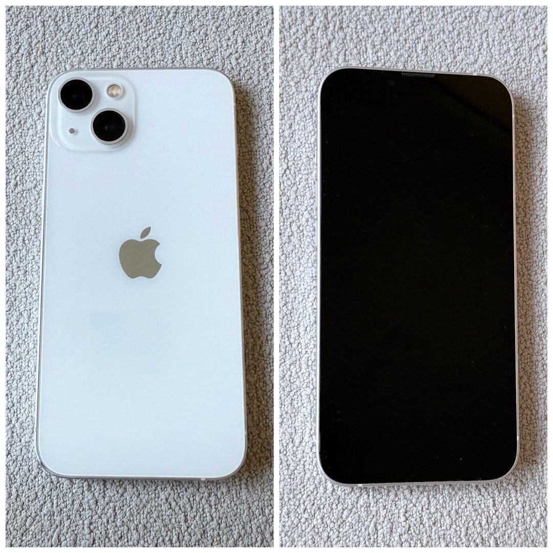 (Category: iPhone 13 Series ) located in Singapore. Submitted by blueblewbrew (Listing ID 1393973636, Image 1). Description: - iPhone 13 (White) - Battery Health: 83% - Fully functional - Includes charging port.