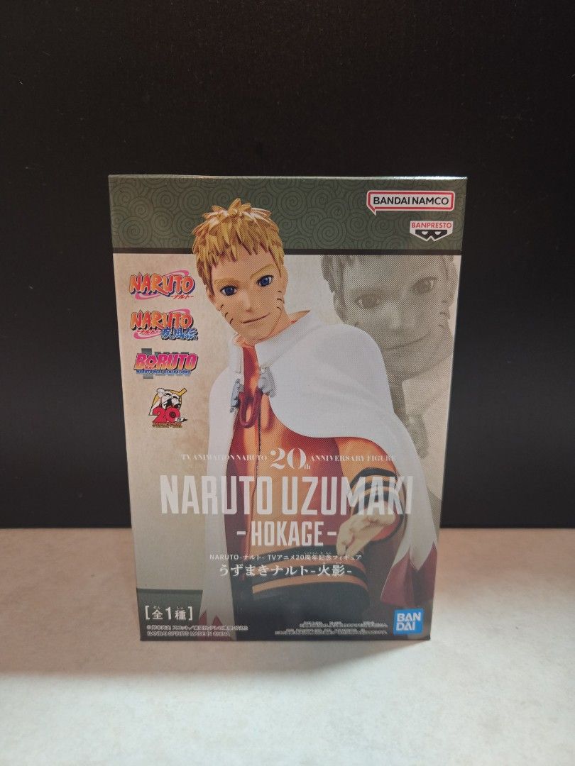Bandai Naruto Uzumaki Hokage Figure (Category: Toy Figures) located in Singapore. Submitted by kennethcloudd (Listing ID 1393935404, Image 1). Description: - Brand new, unopened Naruto Uzumaki Hokage figure. - From Bandai. - 20th-anniversary series collectible. - Ideal for Naruto fans and collectors..