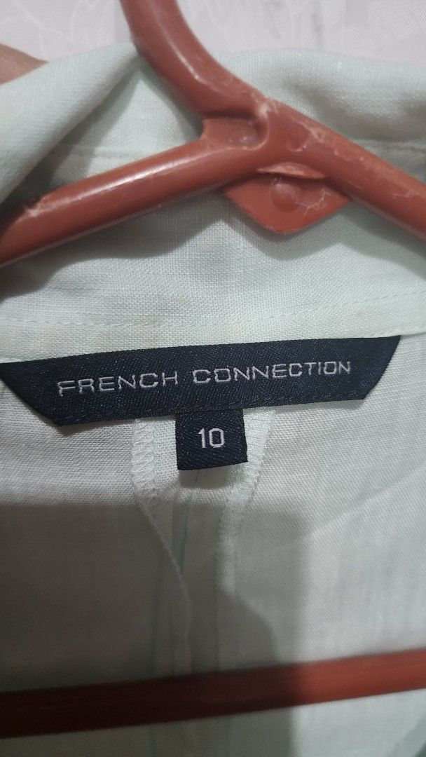 French Connection Button-Down Linen Shirt Dress (Category: Dresses) located in Bulacan. Submitted by ecarmona (Listing ID 1393920141, Image 3). Description: - French Connection button-down shirt dress - Light Mint Green - Size: small - Long sleeves - Collared neckline - Button-down closure with belt (narrow) provision on the sides - Classic and versatile design - Suitable for various occasions - 100% Linen.