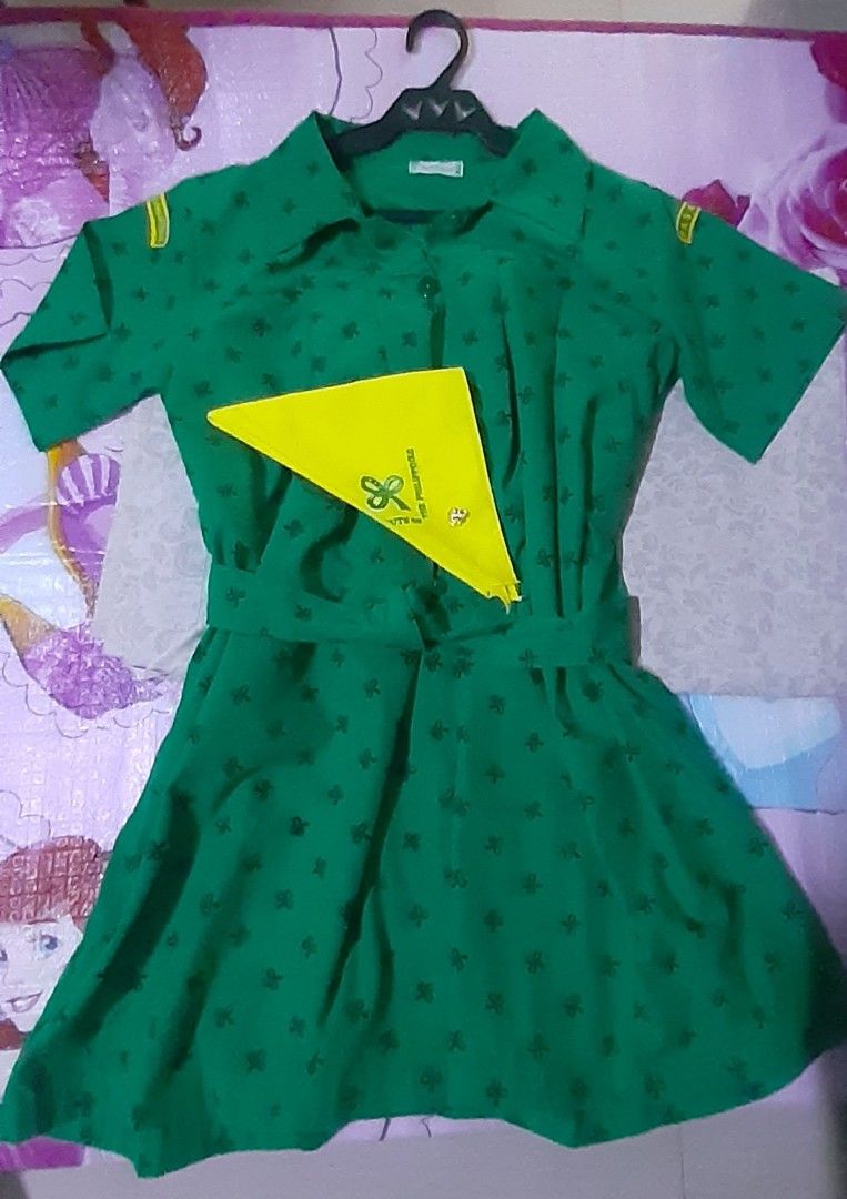 Girlscout Star uniform set (Category: Dresses) located in Manila. Submitted by jaein29 (Listing ID 1393981233, Image 3). Description: GSP Starscout uniform set (5 pcs) dress (size 14) scarf pin short (size M) belt.