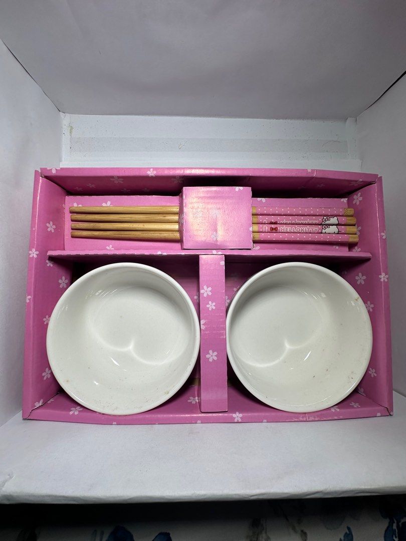 Hello Kitty Bowl and Chopsticks set for 2 (Category: Dinnerware & Cutlery) located in Paranaque City. Submitted by RoyNug (Listing ID 1393954969, Image 2). Description: Hello Kitty Bowl and Chopsticks set for 2 RFS : Decluttering payment accepted : cash or gcash .