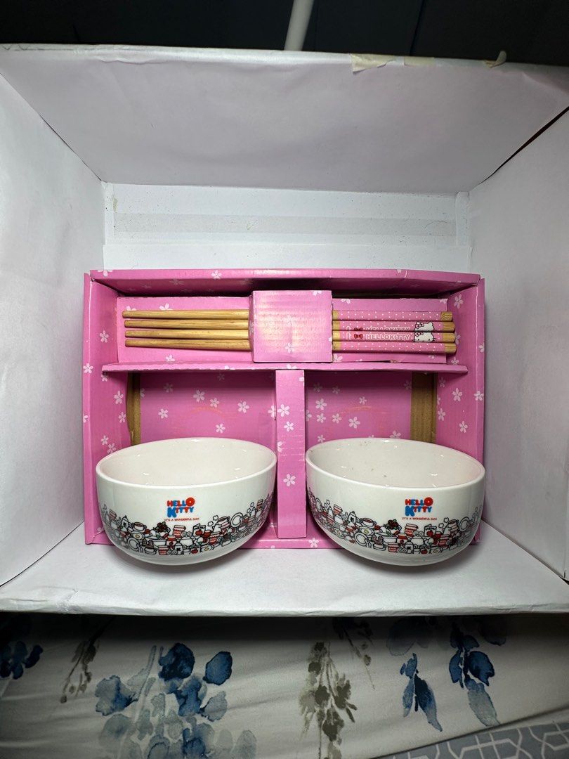 Hello Kitty Bowl and Chopsticks set for 2 (Category: Dinnerware & Cutlery) located in Paranaque City. Submitted by RoyNug (Listing ID 1393954969, Image 3). Description: Hello Kitty Bowl and Chopsticks set for 2 RFS : Decluttering payment accepted : cash or gcash .