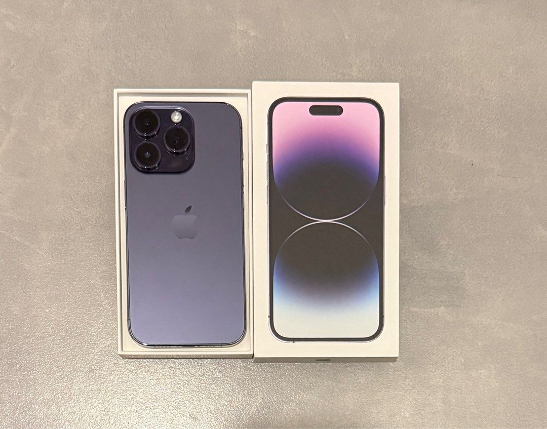 iPhone 14 Pro - Deep Purple, 1 TB (E-Sim only, US Version) (Category: iPhone 14 Series) located in Manila. Submitted by nochu901 (Listing ID 1393851215, Image 2). Description: iPhone 14 Pro Deep Purple 1 Tb 99% Smooth, No issues E-Sim Only, US Version Open-line 74% Battery Health Inclusions: Original Lightning Cable - Used Once, Box, Free Cases & Matte Screen Protector RFS: Ugraded Meet-ups only (UP Town Center, Trinoma, Vertis North).